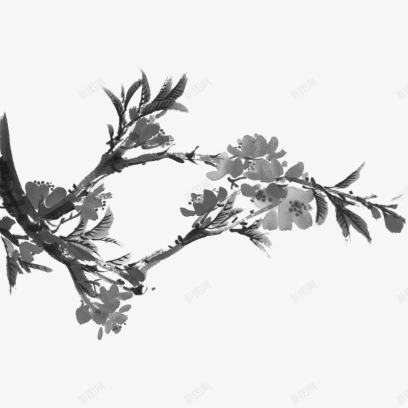 墨色梅花png免抠素材_新图网 https://ixintu.com 古画 古诗 墨色 梅花 水墨画