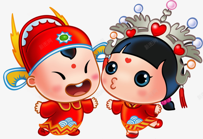 金童玉女春节百年好合亲亲宝贝png免抠素材_新图网 https://ixintu.com 亲亲宝贝 春节 百年好合 金童玉女