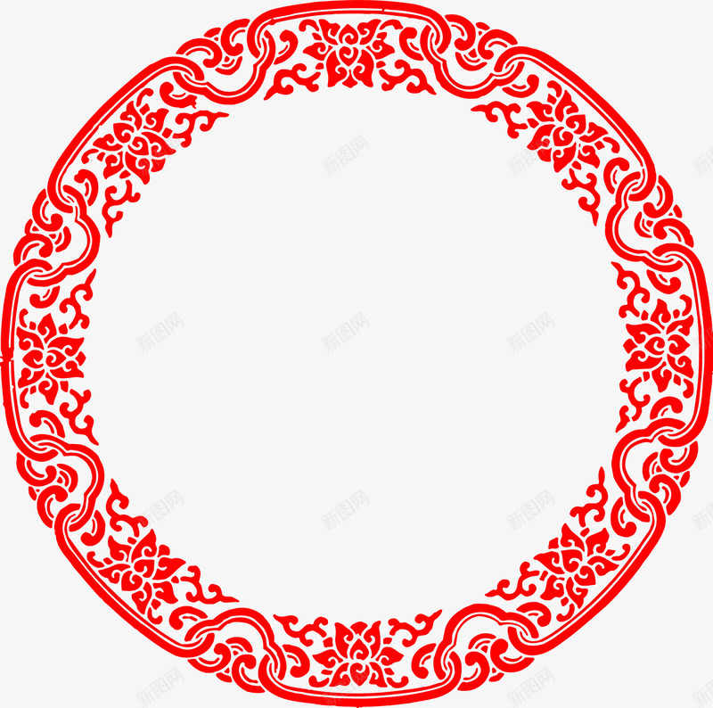 红色圆形春节花纹装饰png免抠素材_新图网 https://ixintu.com 圆形 春节 红色 花纹 装饰