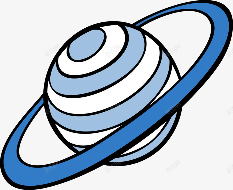 手绘蓝色海王星png免抠素材_新图网 https://ixintu.com 手绘海王星 水彩 童趣 蓝色条纹 蓝色海王星 蓝色轨道