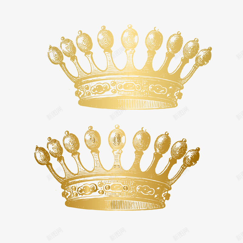 手绘英伦范的金色皇冠png免抠素材_新图网 https://ixintu.com 皇冠 皇室 英伦范 金色 金色皇冠