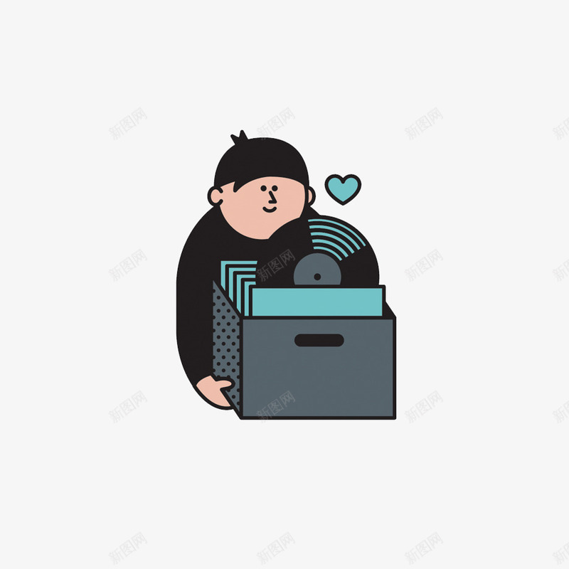 扁平化收集黑胶唱片png免抠素材_新图网 https://ixintu.com H5页面素材 创意卡通元素 卡通 扁平化 扁平素材 收集黑胶唱片 电商卡通 网页设计卡通