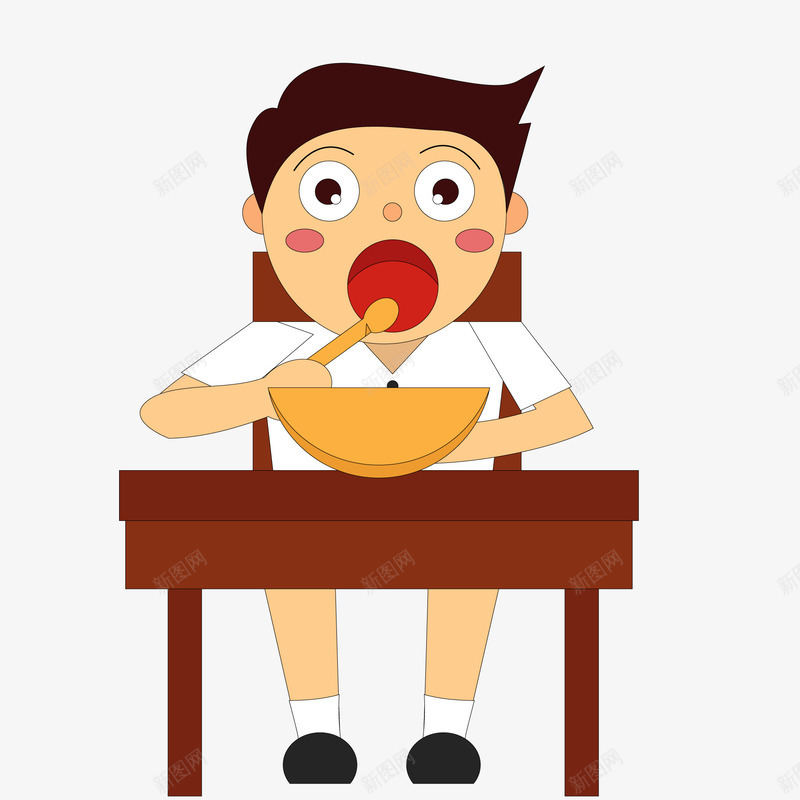 卡通吃饭的小男孩矢量图ai免抠素材_新图网 https://ixintu.com 人物设计 卡通 吃饭 手绘 用餐 男孩 矢量图