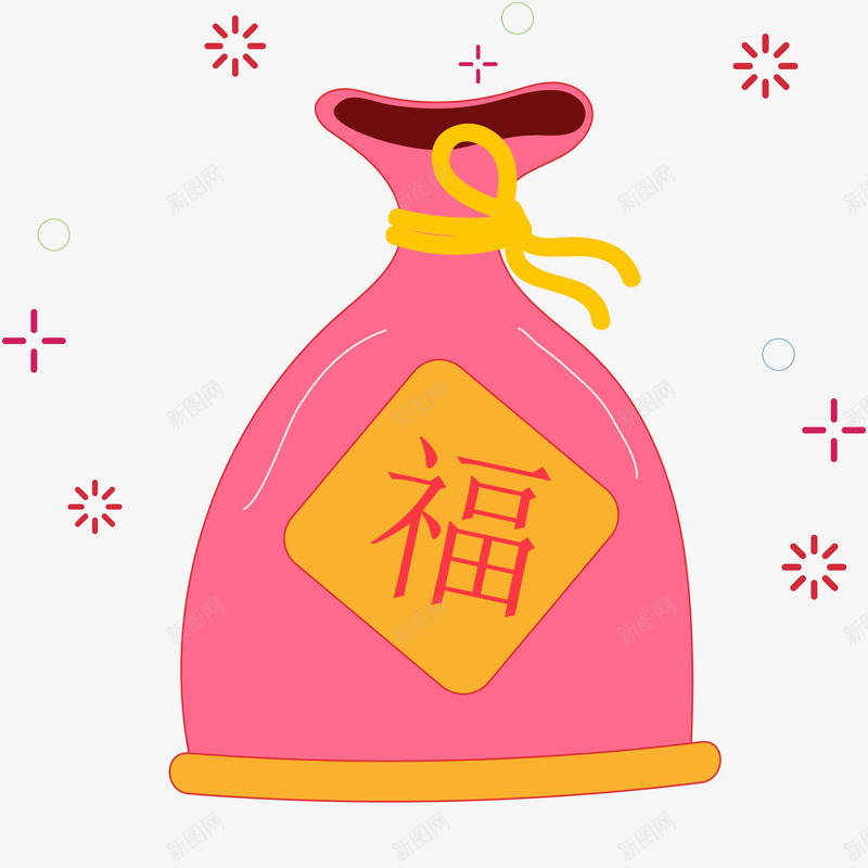 新年装饰手绘福袋png免抠素材_新图网 https://ixintu.com 手绘插画 新年 新年装饰 矢量福袋 福袋 装饰图案