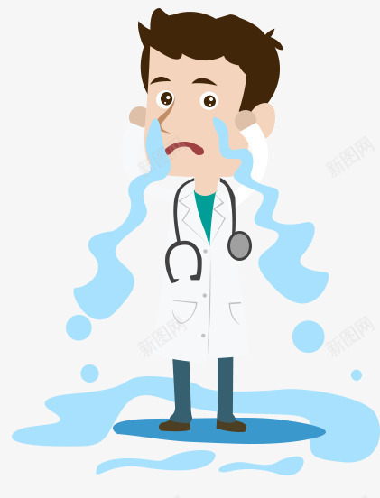 h5医生png免抠素材_新图网 https://ixintu.com h5素材医生 医疗医药 哭泣 男士