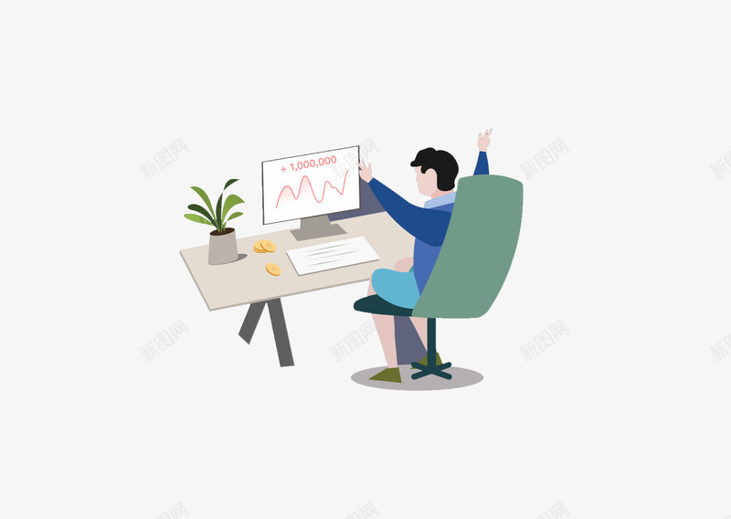 工作卡通手绘插画人物png免抠素材_新图网 https://ixintu.com 创意人物 卡通人物 工作 开心 手绘人物 手绘插画