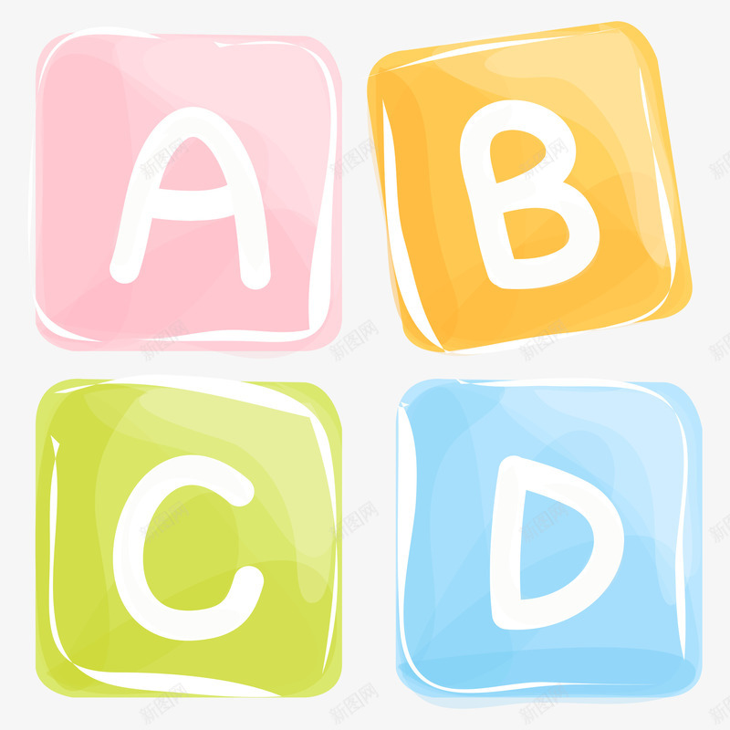 卡通手绘炫彩字母ABCDpng免抠素材_新图网 https://ixintu.com 卡通字母 手绘 炫彩字母 看图识字卡,看图识字 精美 艺术 英文字母ABCD