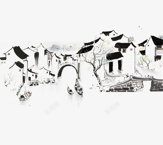 手绘水墨徽派建筑群psd免抠素材_新图网 https://ixintu.com 古建筑手绘图 手绘古建筑群 手绘小桥流水 手绘房子 新图网 水墨古建筑 水墨徽派建筑 水墨楼阁 水墨风景画