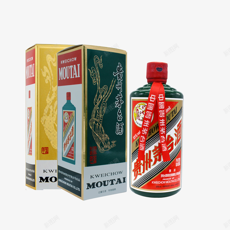绿色酒盒酒瓶子psd_新图网 https://ixintu.com 国酒茅台 绿色酒盒子 酒包装设计 酒水设计 酒瓶子设计 饮品设计酒设计