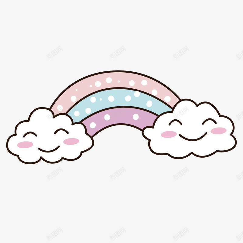 粉色彩虹卡通矢量图ai免抠素材_新图网 https://ixintu.com 个性 云朵 卡通 图案 彩虹 微笑 手绘 白云 白色波点 矢量图