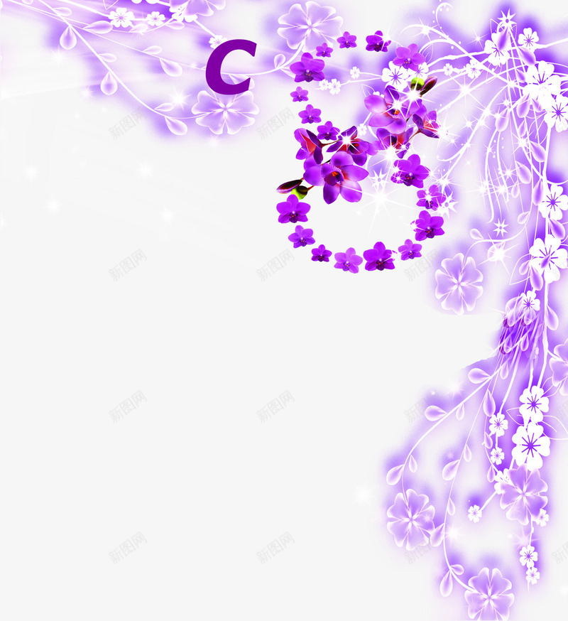 紫色发光藤蔓花卉婚礼png免抠素材_新图网 https://ixintu.com 发光 婚礼 紫色 花卉 藤蔓