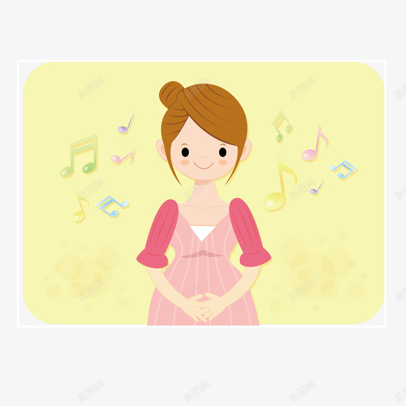 音乐母亲矢量图eps免抠素材_新图网 https://ixintu.com 孕妇装 矢量源文件 粉色 音符 矢量图