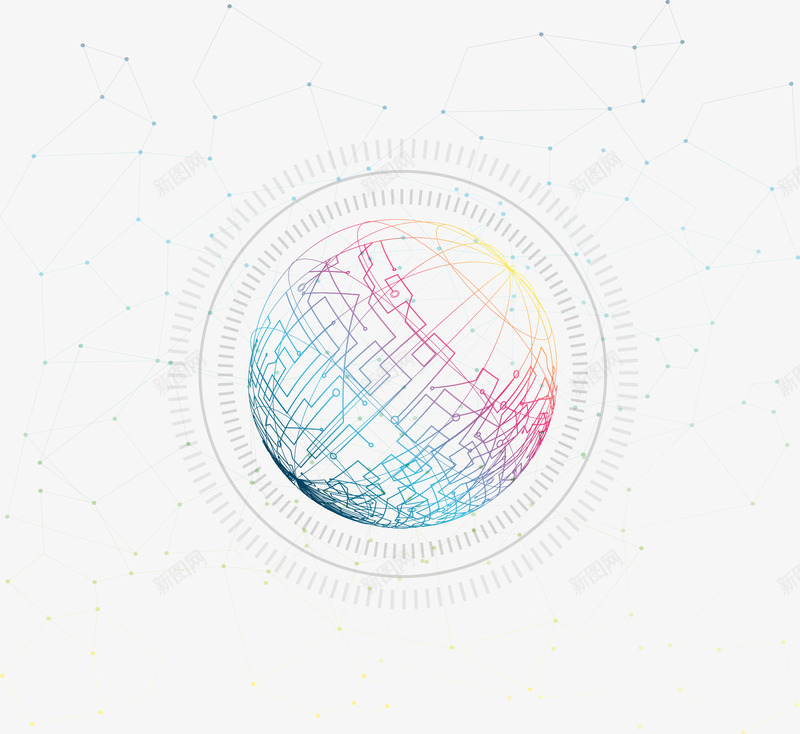 线条包裹的科技感地球png免抠素材_新图网 https://ixintu.com 地图 地球 地球投影 投影 未来感 科幻 科技感地图 线条