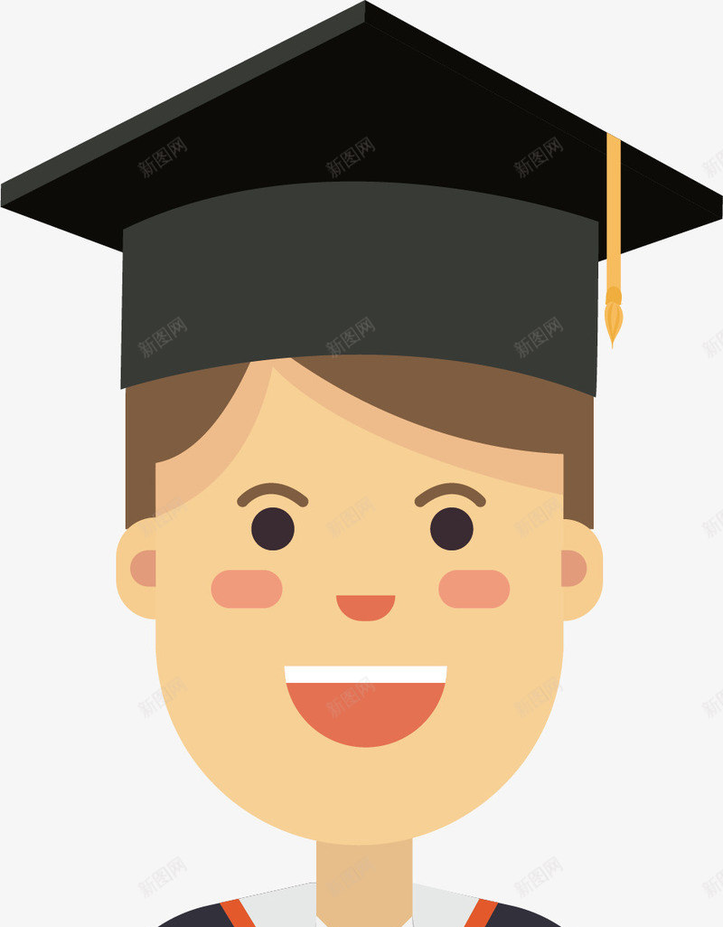 带博士帽的男士矢量图ai免抠素材_新图网 https://ixintu.com 博士帽 商务 开心 毕业 男士 装饰 矢量图