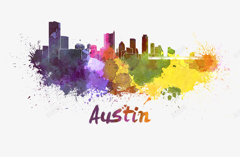 Austinpng免抠素材_新图网 https://ixintu.com 剪影 城市 城市剪影 涂鸦