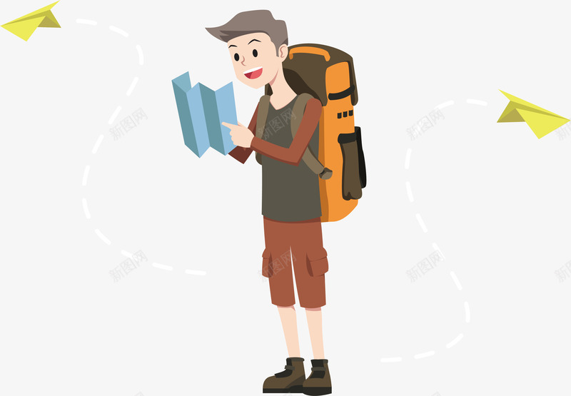 看地图的男人png免抠素材_新图网 https://ixintu.com 一个人旅行 旅游季 看地图 矢量png 背包客 规划路线