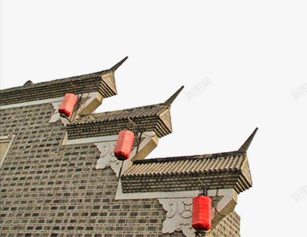 实物古代建筑灯笼青瓦白墙png免抠素材_新图网 https://ixintu.com 古代 古典建筑 外墙 屋檐 灯笼 红灯笼 青瓦白墙