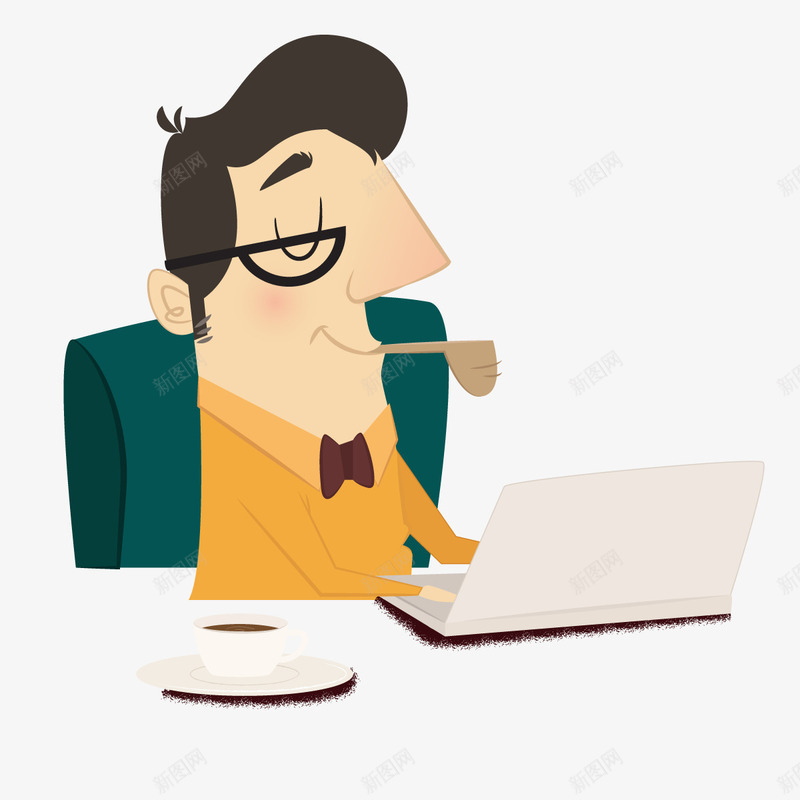 CEO矢量图ai免抠素材_新图网 https://ixintu.com 咖啡 烟斗 眼镜 老板 矢量图