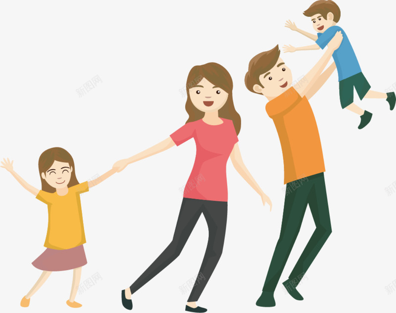 国际家庭日一家四口png免抠素材_新图网 https://ixintu.com 一家四口 国际家庭日 幸福一家人 开心 手牵着手 玩耍