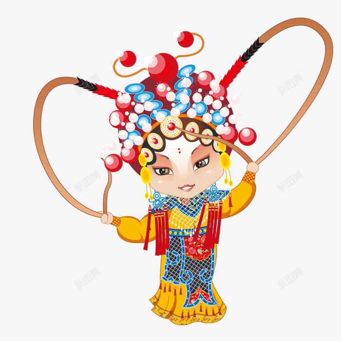 京剧人物png免抠素材_新图网 https://ixintu.com 京剧 卡通 戏剧 手绘 简图 蓝色 装扮 黄色
