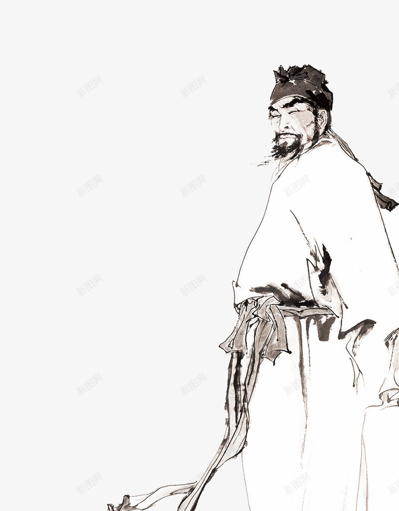 屈原png免抠素材_新图网 https://ixintu.com 中国画 中国风 屈原
