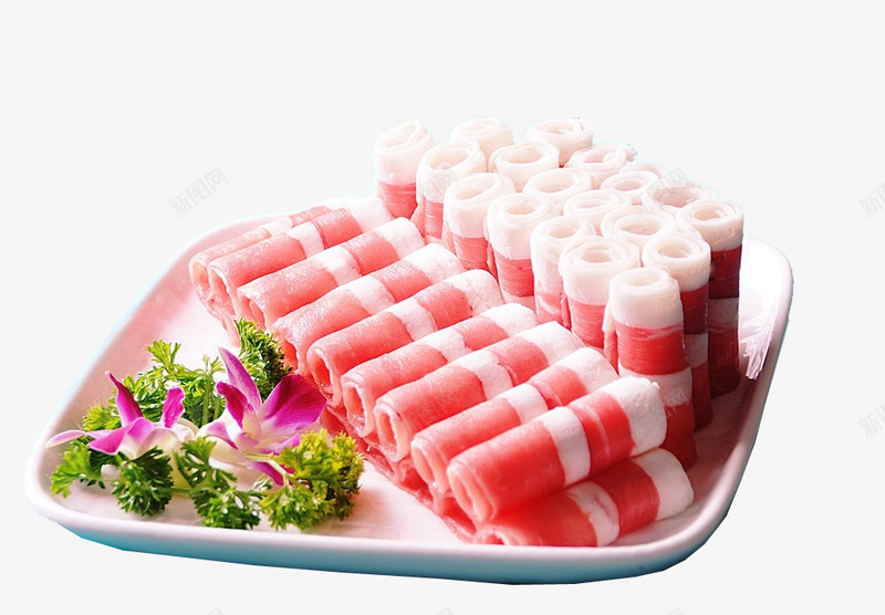 雪花肥牛png免抠素材_新图网 https://ixintu.com 火锅食材 盘子 美食 肉 肥牛 花瓣