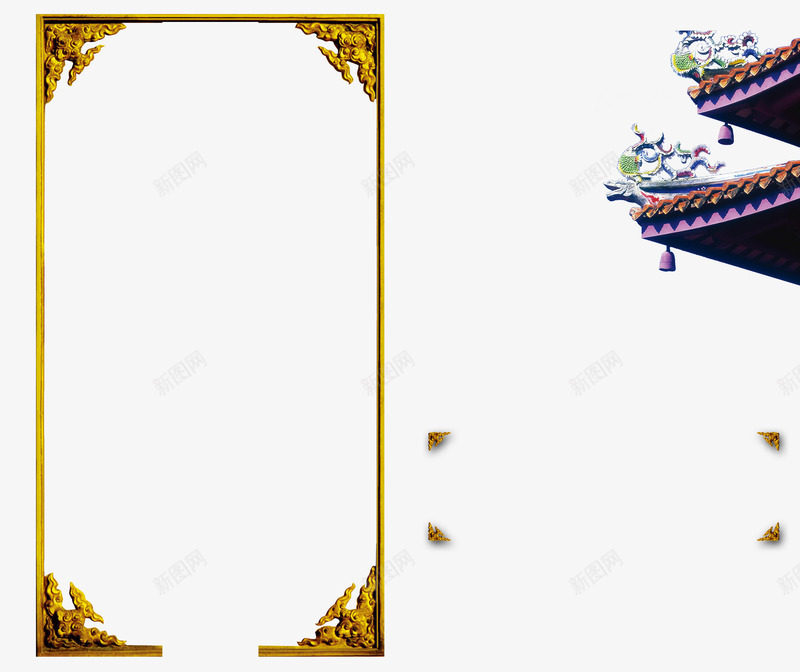 古典图各类集合png免抠素材_新图网 https://ixintu.com 传统 屋檐 边框 金属