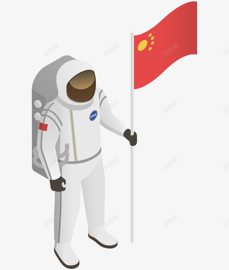 手绘宇航员男士图png免抠素材_新图网 https://ixintu.com 创意 国旗 宇航员 宇航服 手绘 男士 男性 白色 红色