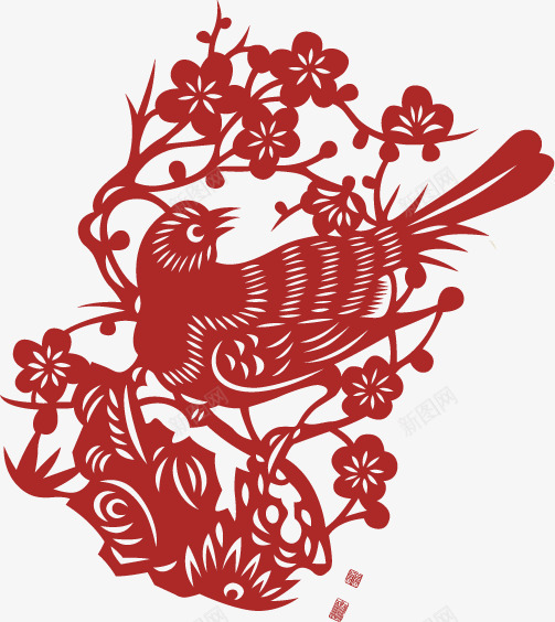 中国风窗花矢量图ai免抠素材_新图网 https://ixintu.com 剪纸 喜上枝头 喜庆 喜鹊 新春元素 窗花 矢量图