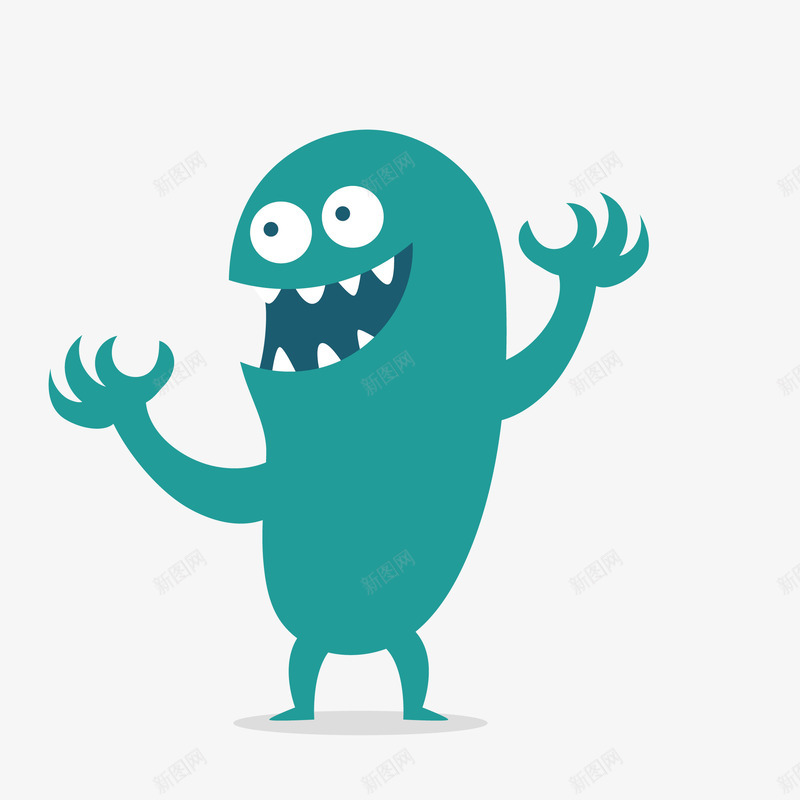 绿色可爱恶魔矢量图eps免抠素材_新图网 https://ixintu.com 卡通 小清新 形象设计 怪物 恶魔 生物 简约 矢量图