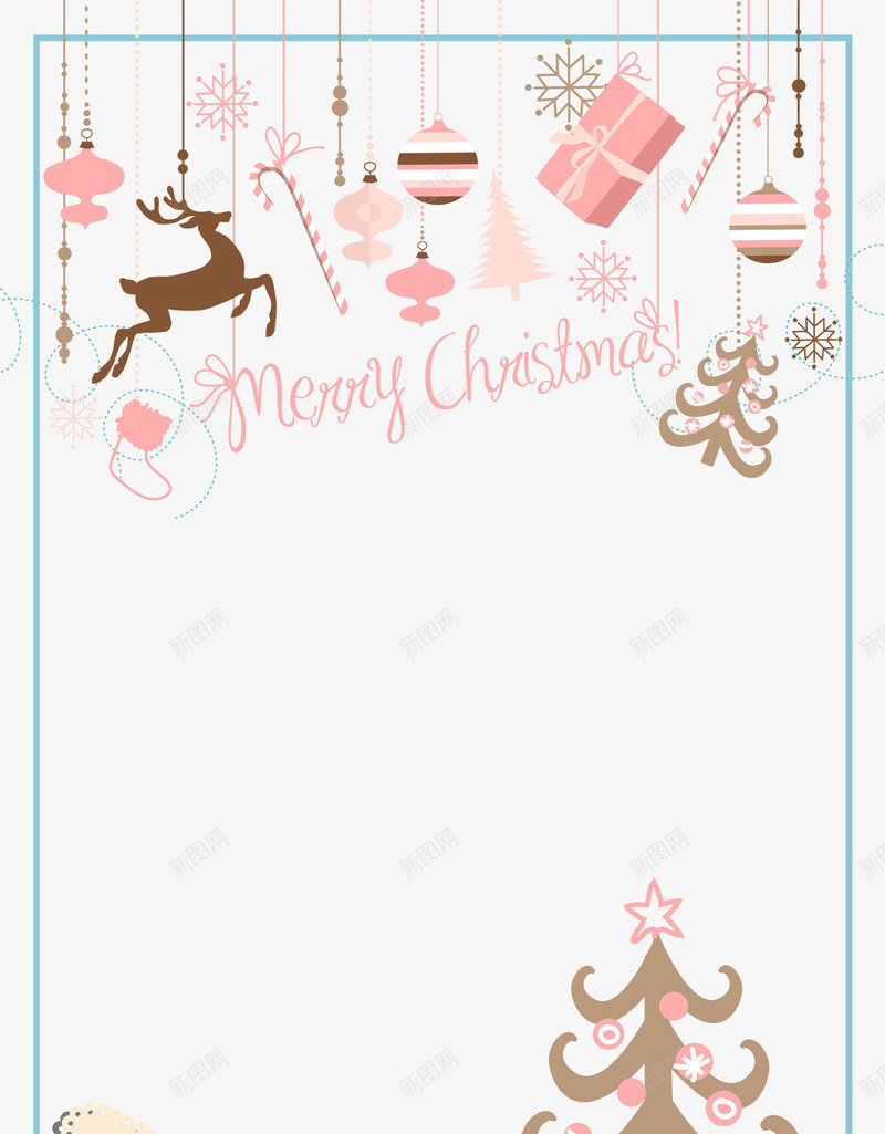 圣诞节麋鹿简约边框psd免抠素材_新图网 https://ixintu.com 可爱 圣诞节框子 圣诞节礼物 圣诞节背景子 浪漫 简约 粉色 边框 麋鹿