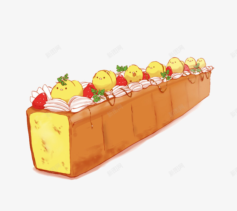 奶油蛋糕小鸡png免抠素材_新图网 https://ixintu.com 卡通 可爱 小鸡崽 手绘 甜点 萌 蛋糕 面包 食品 食品海报插画 食物