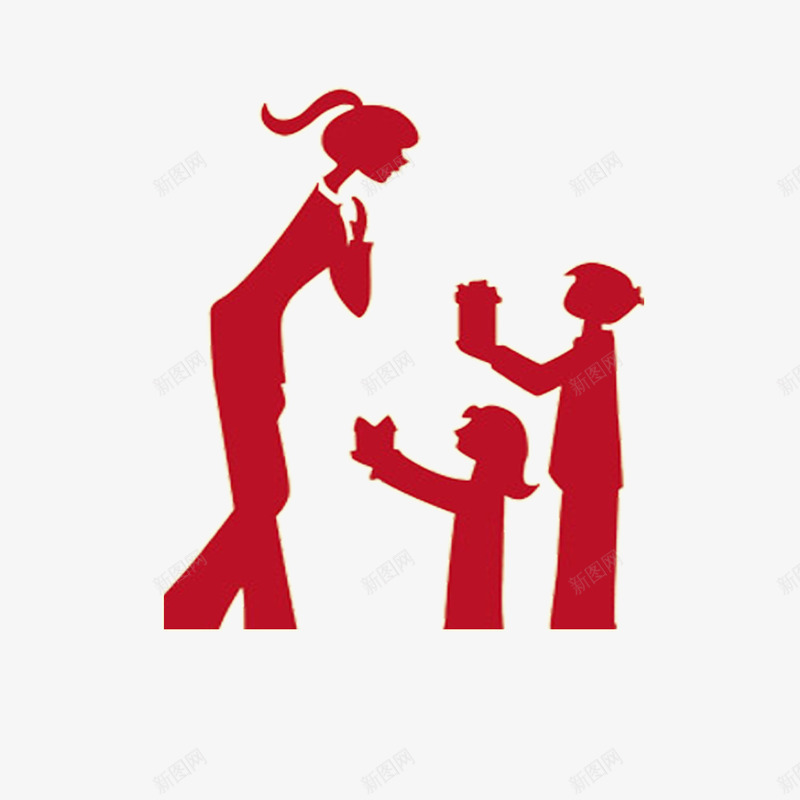 红色人物剪影png免抠素材_新图网 https://ixintu.com 人物剪影 教师节 母亲节 红色 送礼