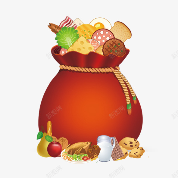 装食物的袋子png免抠素材_新图网 https://ixintu.com 福袋 美食 袋子 装饰 食物 餐饮