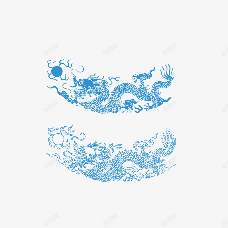 中国传统龙纹图案矢量图ai免抠素材_新图网 https://ixintu.com 中国风 古典 图案 纹饰 矢量图