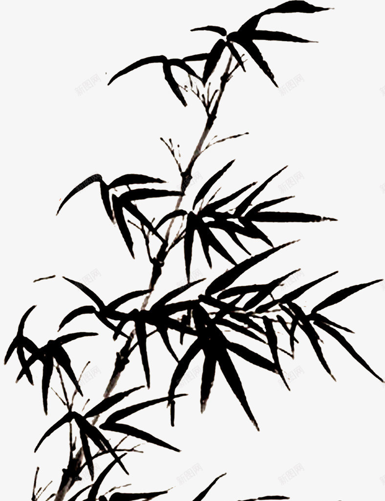 黑色水墨水彩风格竹林png免抠素材_新图网 https://ixintu.com 水墨 水彩 竹林 风格 黑色