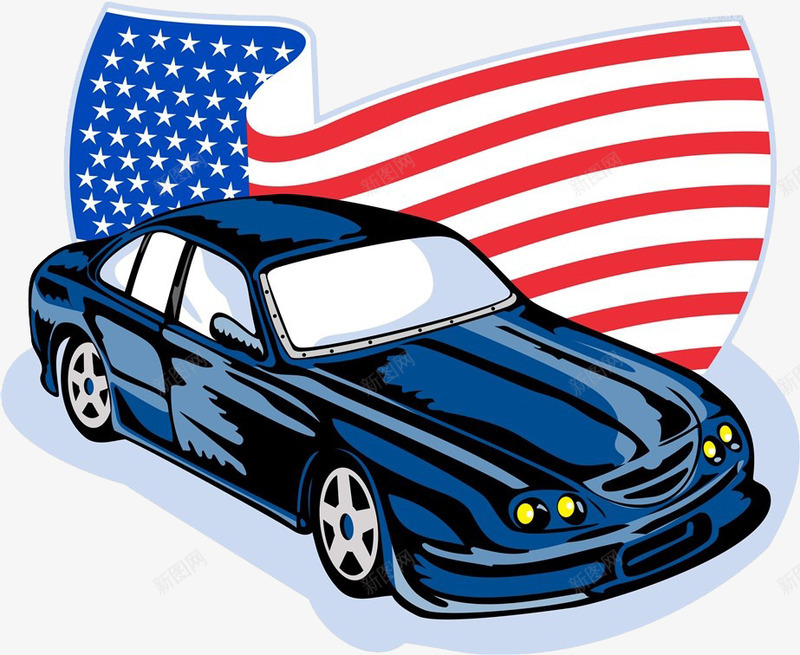 美国汽车png免抠素材_新图网 https://ixintu.com 卡通手绘 学车 小轿车 汽车 美国标符 车子 驾校 驾校宣传 驾校车
