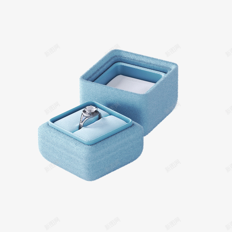 蓝色钻戒png免抠素材_新图网 https://ixintu.com 光泽 商务 圆角 富贵 层次 立方体 蓝色 装饰 质感 钻戒