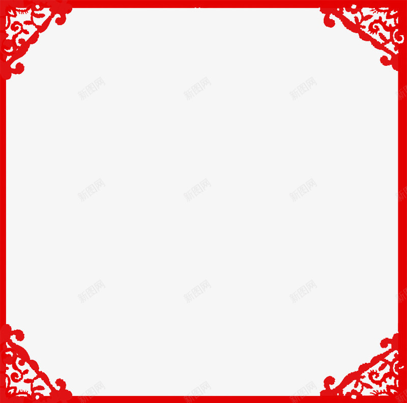 中国风边框png免抠素材_新图网 https://ixintu.com 框架 正方形 红色 花纹
