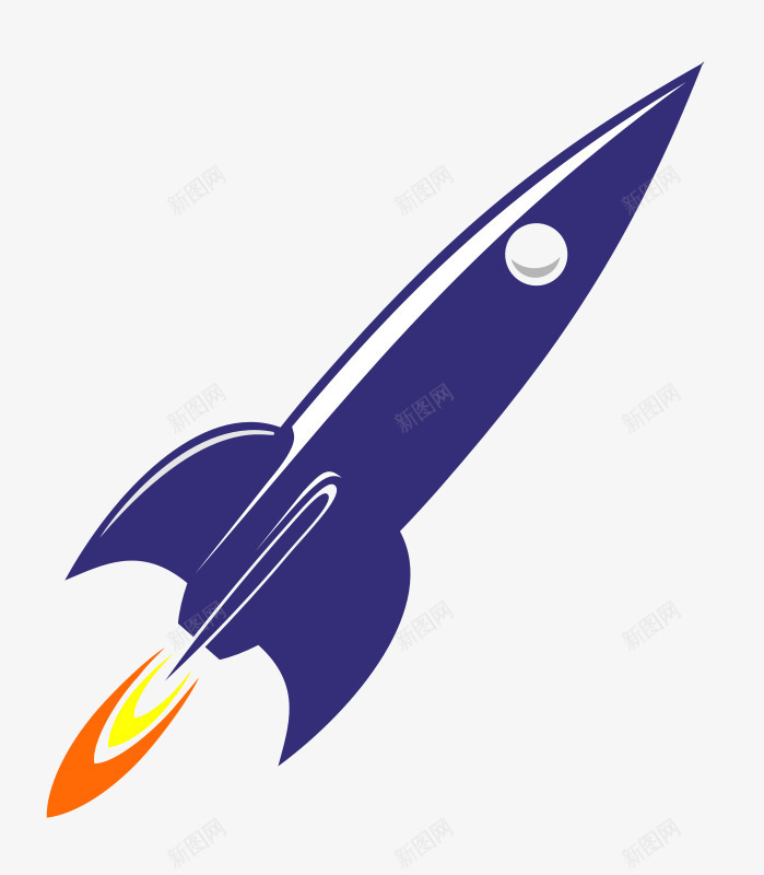 手绘卡通火箭png免抠素材_新图网 https://ixintu.com 卡通 火箭 点火 蓝色