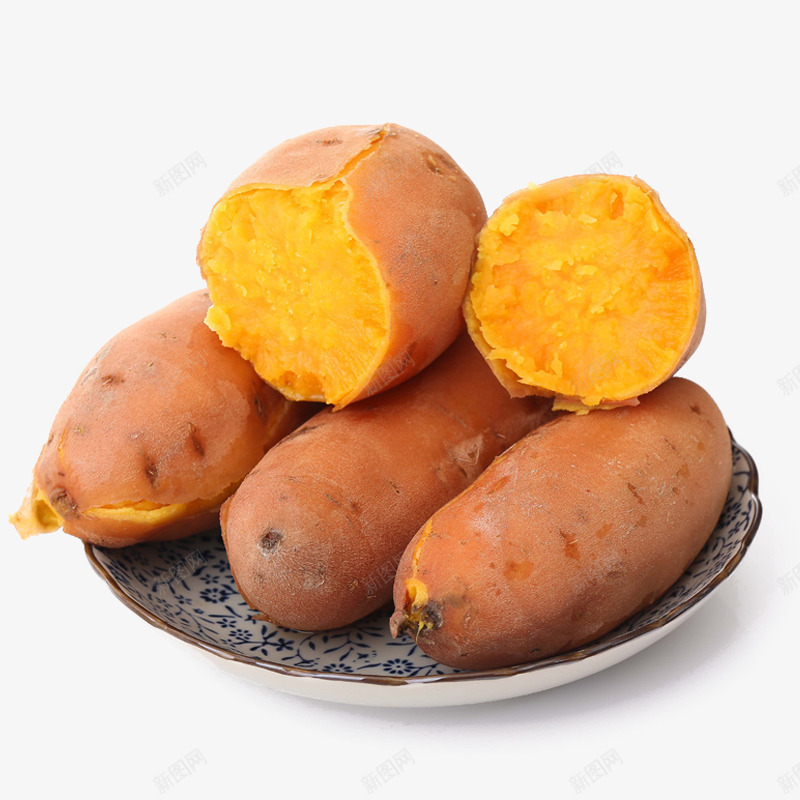 一盘黄心地瓜png免抠素材_新图网 https://ixintu.com 地瓜 植物 盘子 红薯 食物