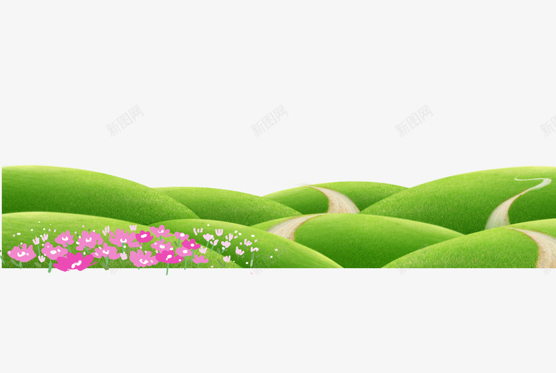 绿色小山丘png免抠素材_新图网 https://ixintu.com 山丘 绿色 草 草地 路