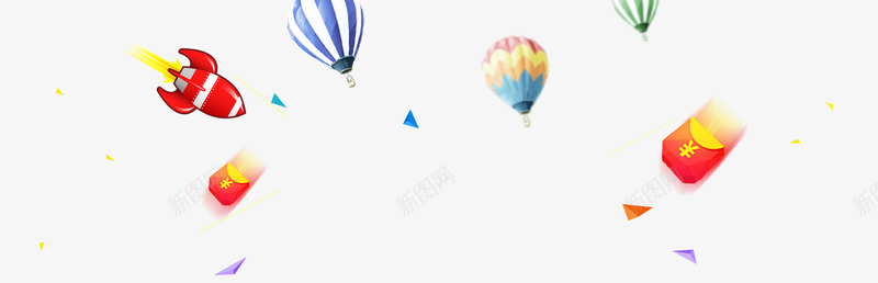 气球装饰背景png免抠素材_新图网 https://ixintu.com 火箭 物件 飞散