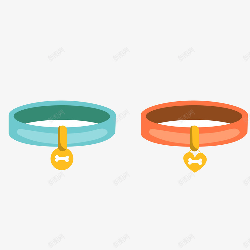卡通宠物用品矢量图ai免抠素材_新图网 https://ixintu.com 卡通 宠物店 宠物用品 小狗 扁平化 项圈 矢量图