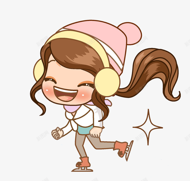 卡通滑雪的女孩图png免抠素材_新图网 https://ixintu.com 卡通 可爱的 女孩 寒冷 开心 插图 滑雪 高兴地