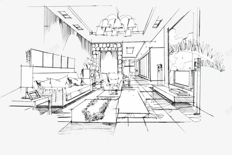 一点透视图png免抠素材_新图网 https://ixintu.com 一点透视 室内设计 线条 透视 透视线条