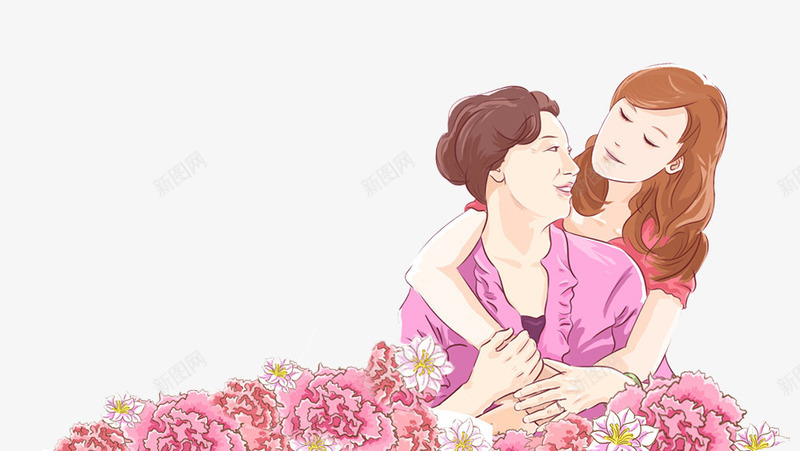 有爱拥抱母女人物卡通png免抠素材_新图网 https://ixintu.com 人物 卡通 拥抱 母与女 母女