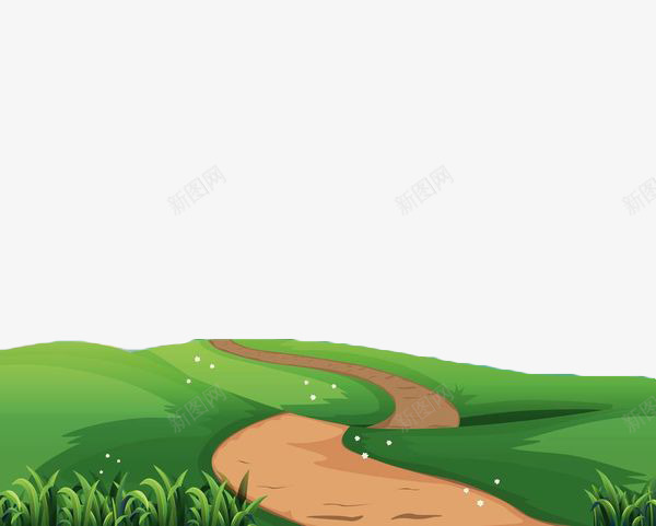 绿色手绘草地小路png免抠素材_新图网 https://ixintu.com 小路 弯曲 弯道 矢量手绘 绿色 草地 蜿蜒小路 道路