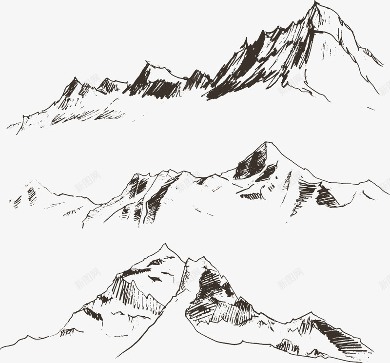 山峰插画矢量图ai免抠素材_新图网 https://ixintu.com 山峰 山峰插画 山版画 山脉 崇山峻岭 手绘高山 矢量图 线条山 自然风光