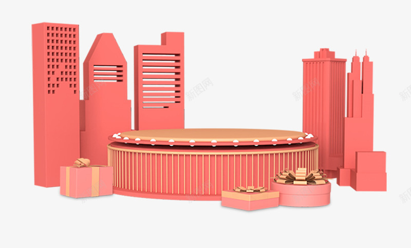 粉色双十二C4D海报背景图png免抠素材_新图网 https://ixintu.com C4D 免抠图 双12 双十二 海报 礼品 粉红色 粉色 舞台
